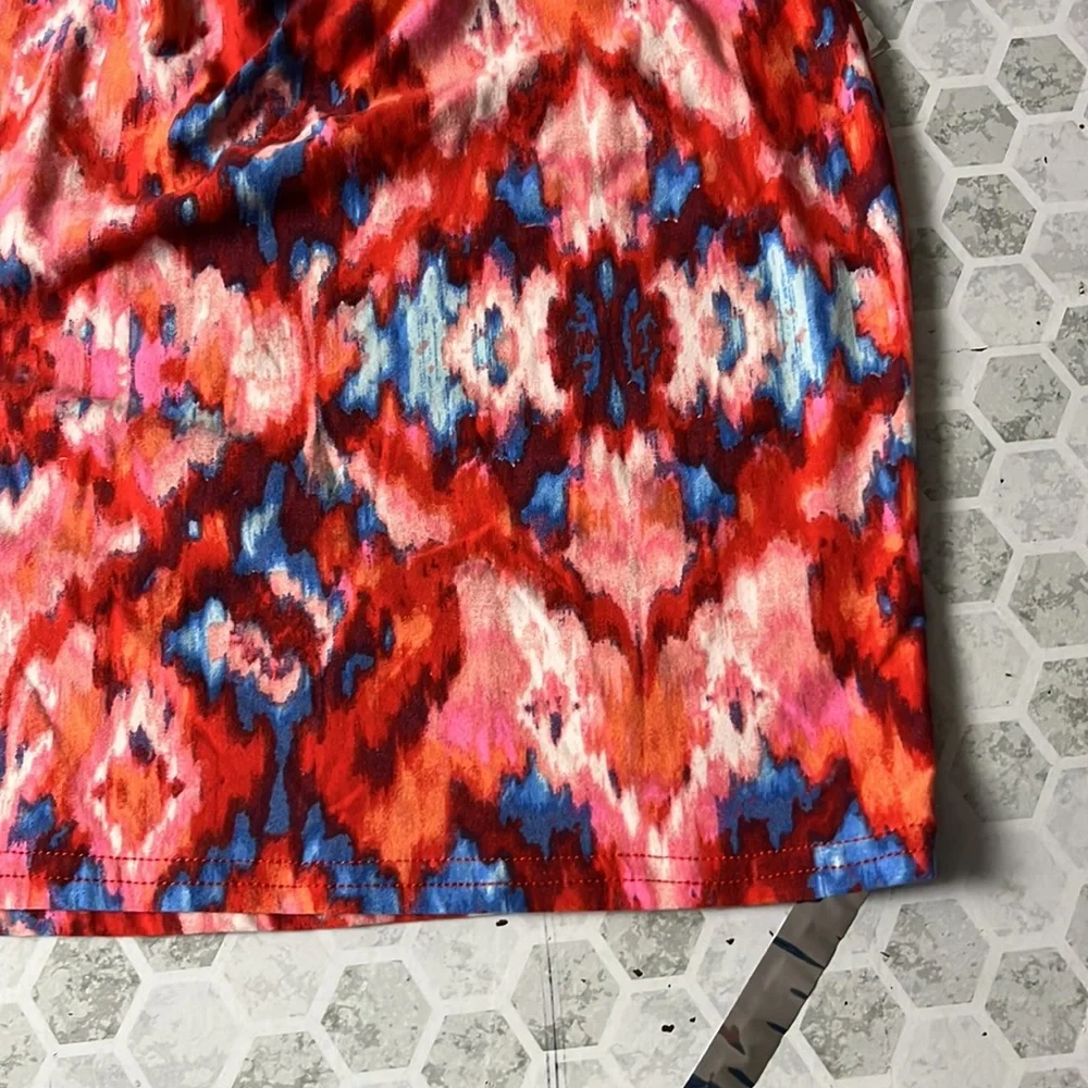 Hot Kiss Youth Large Elastic Waist Watercolor Red Blue Skirt